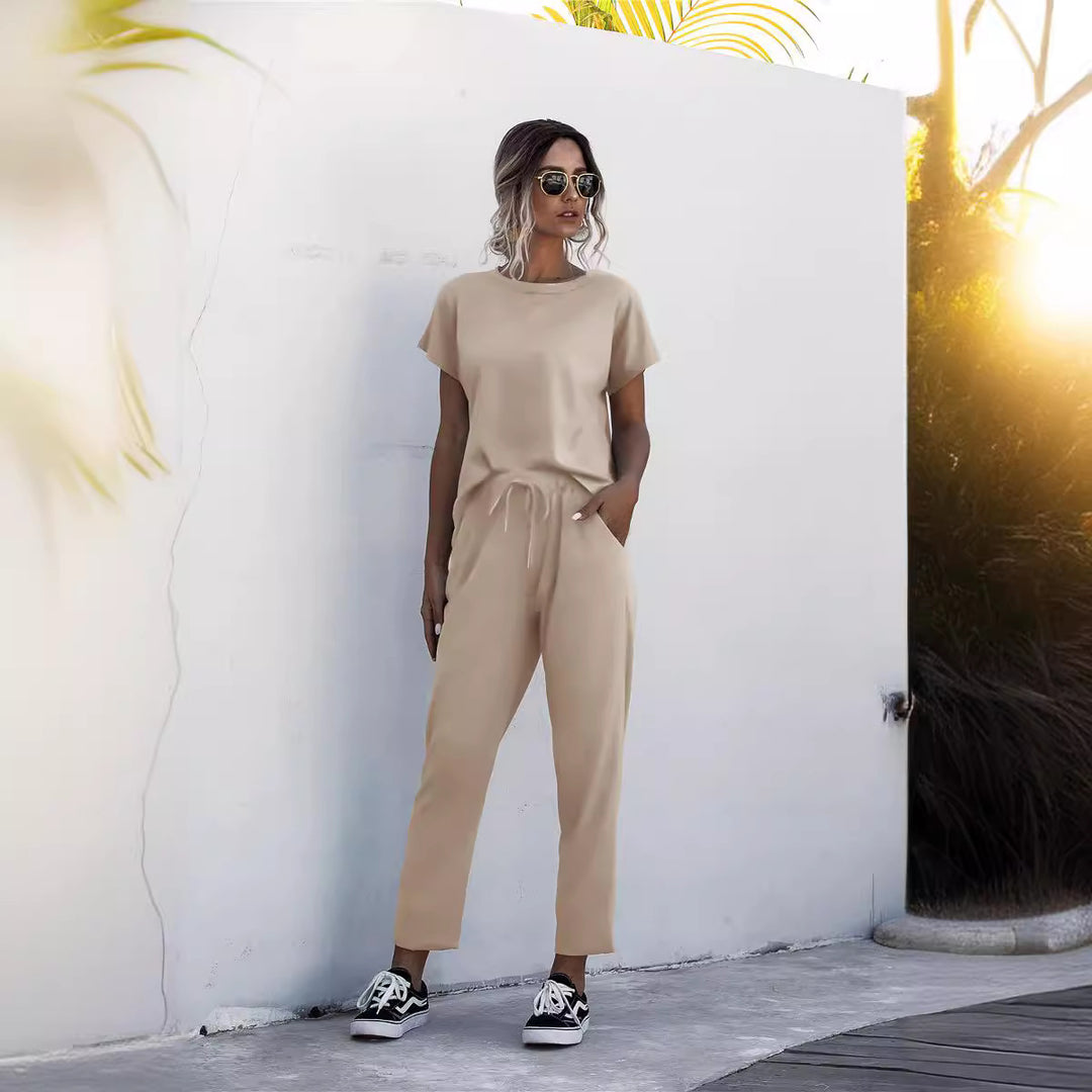 Damen Loungeanzug mit lockerem Schnitt und elastischem Bund Heidi-Mode