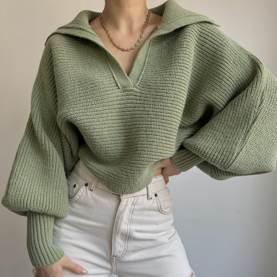 Damen lässiger Oversized Pullover mit strukturierten Ärmeln Heidi-Mode