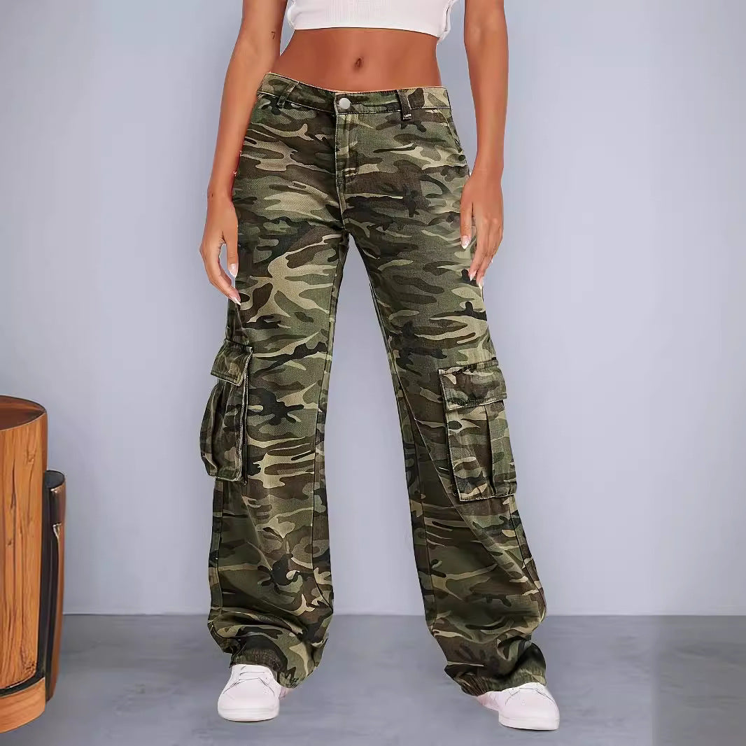 Damen Cargo-Hose im urbanen Camouflage-Stil mit praktischen Seitentaschen Heidi-Mode