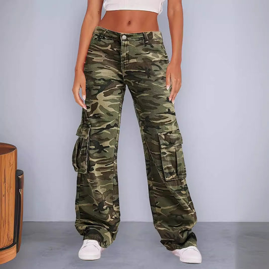 Damen Cargo-Hose im urbanen Camouflage-Stil mit praktischen Seitentaschen Heidi-Mode