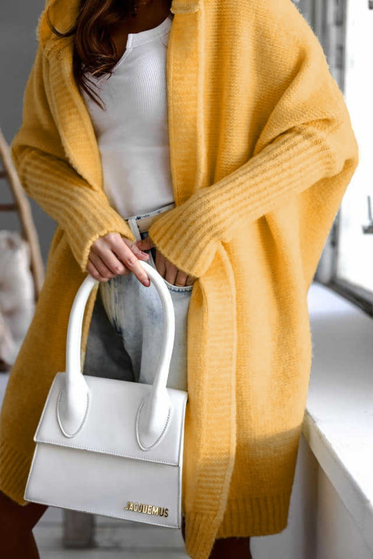 Damen Kuschelige Strickjacke mit Kapuze Heidi-Mode