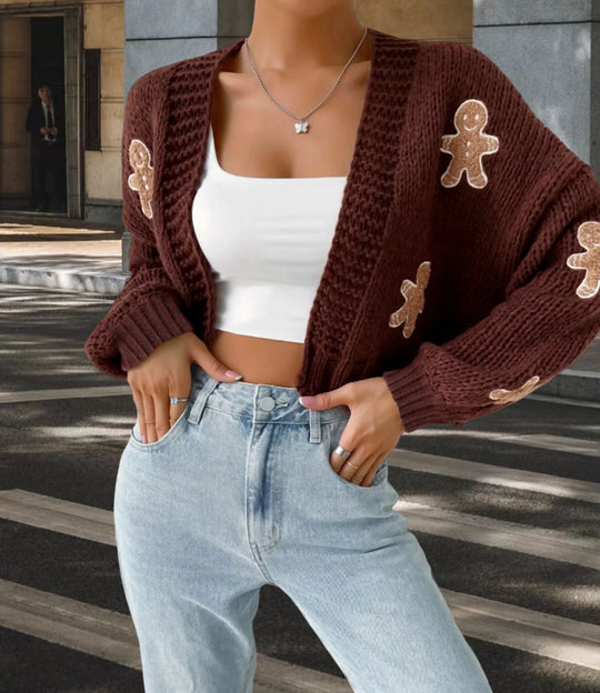 Damen Strickjacke mit verspielten Applikationen Heidi-Mode