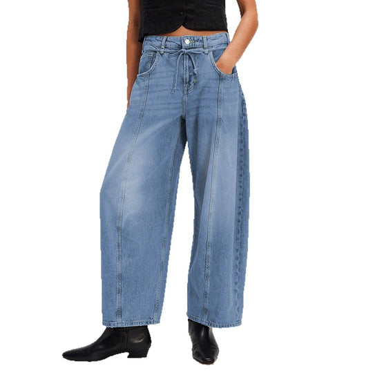 Damen Lässige Weite Denim-Hose mit Tunnelzug Heidi-Mode