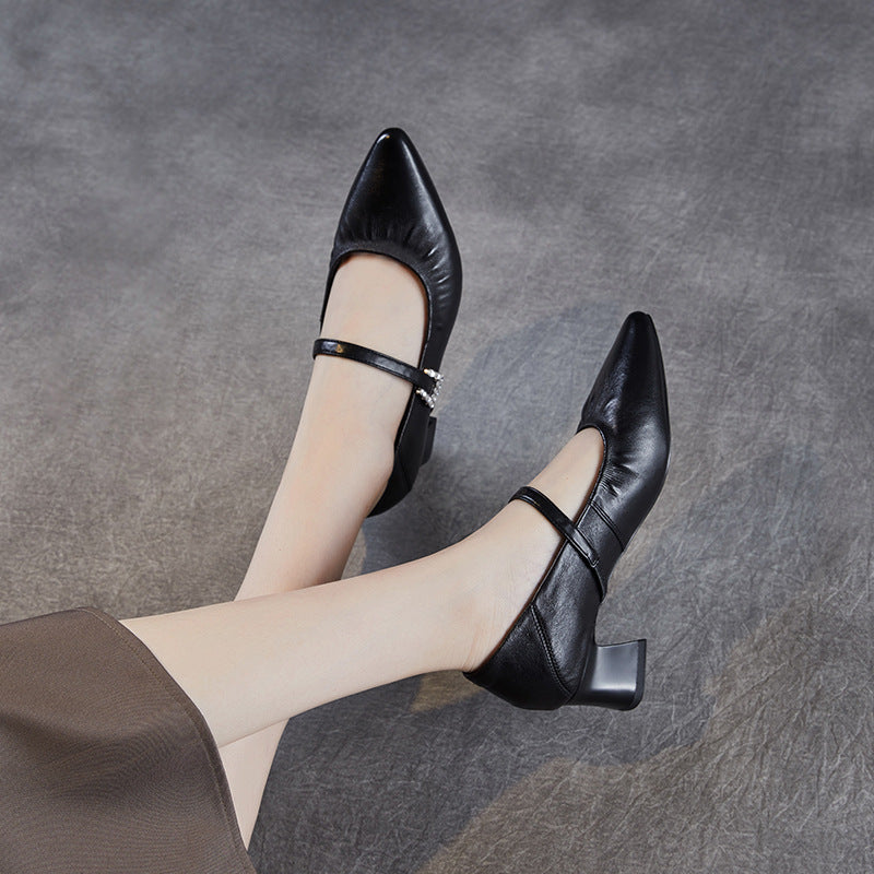 Damen Elegante Blockabsatz Mary Jane Schuhe Heidi-Mode