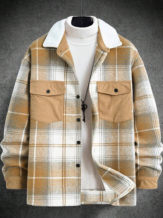 Herren Karo-Flanelljacke mit zwei Brusttaschen und weichem Kragen Heidi-Mode