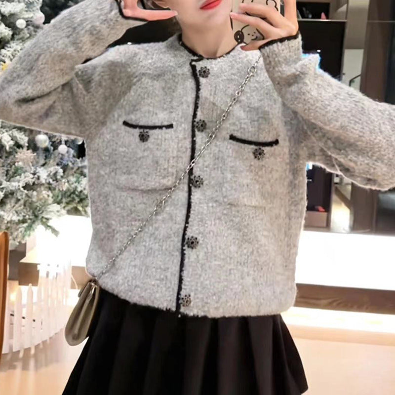 Damen Kuscheliger Cardigan mit stylischen Knopfdetails und aufgesetzten Taschen Heidi-Mode
