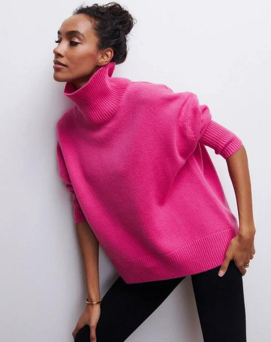 Damen Oversized Rollkragenpullover aus weichem Strick Heidi-Mode