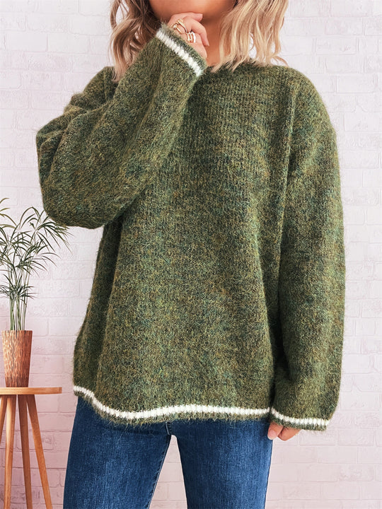 Damen lässiger Wohlfühlpullover mit blockfarbenem Design Heidi-Mode