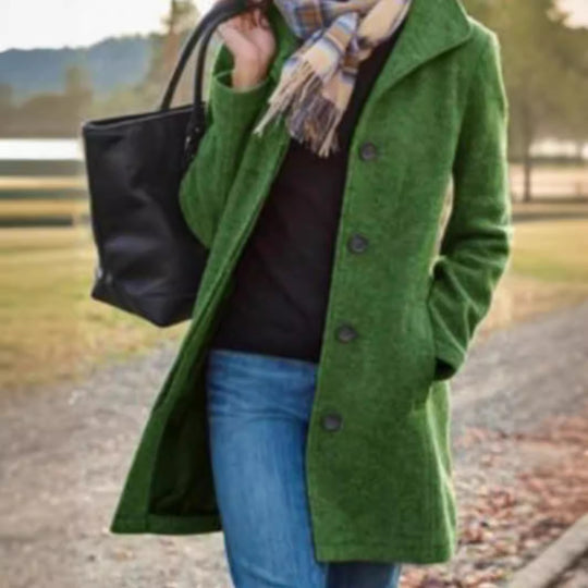 Damen Eleganter Wollmantel mit praktischen Taschen und klassischem Revers Heidi-Mode