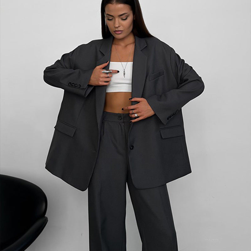 Damen elegantes Blazer-Set mit weitem Schnitt Heidi-Mode