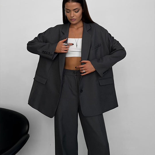 Damen elegantes Blazer-Set mit weitem Schnitt Heidi-Mode