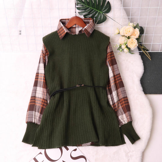 Damen Modischer Pullunder mit Hemd-Details Heidi-Mode