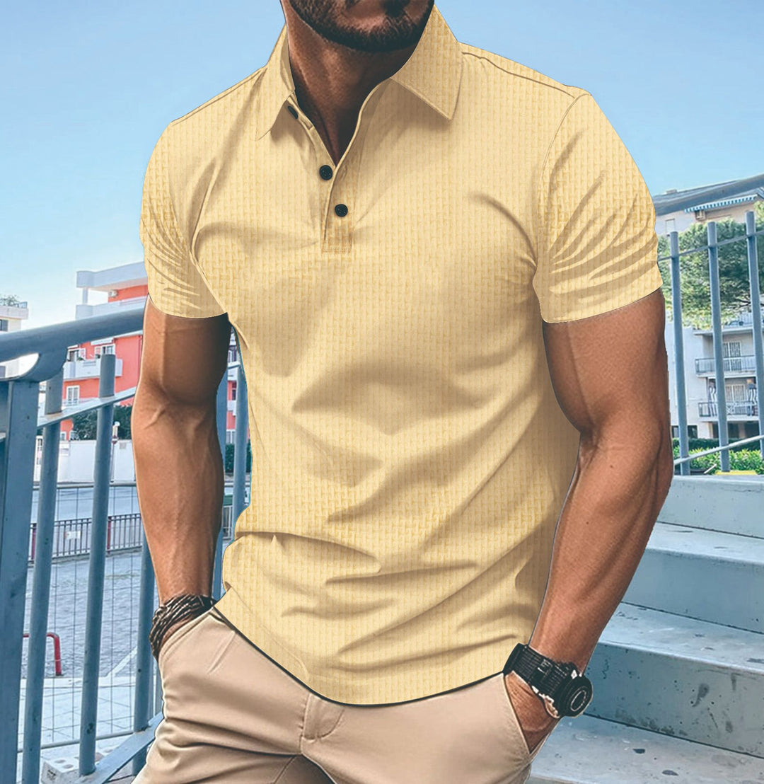 Herren Poloshirt mit feiner Struktur und modernem Button-Down-Kragen Heidi-Mode