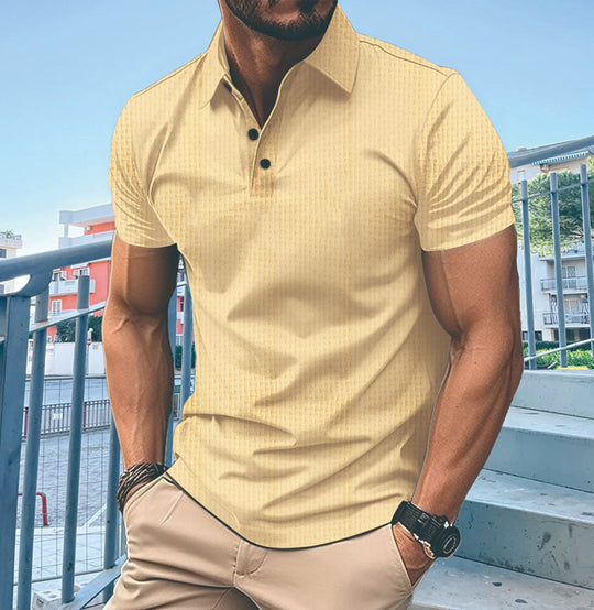 Herren Poloshirt mit feiner Struktur und modernem Button-Down-Kragen Heidi-Mode