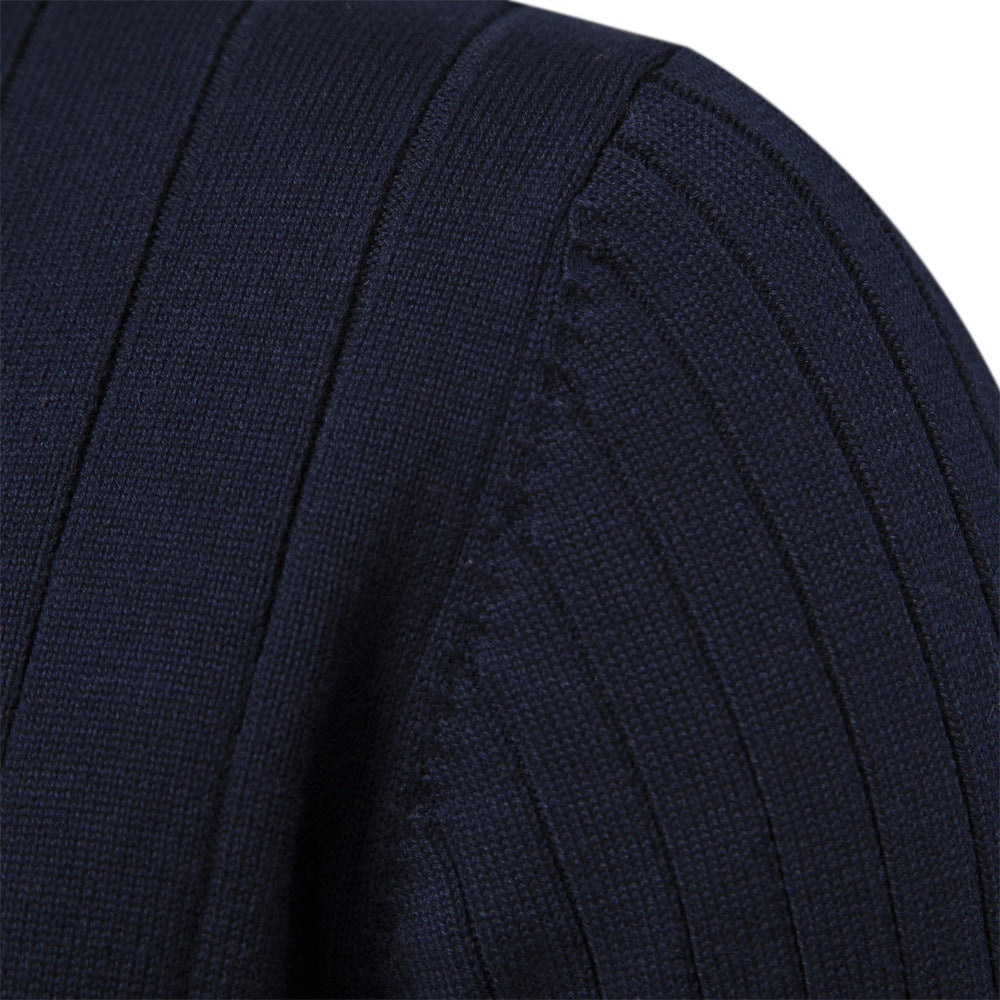 Herren Pullover mit halbem Reißverschluss und Rippstruktur Heidi-Mode