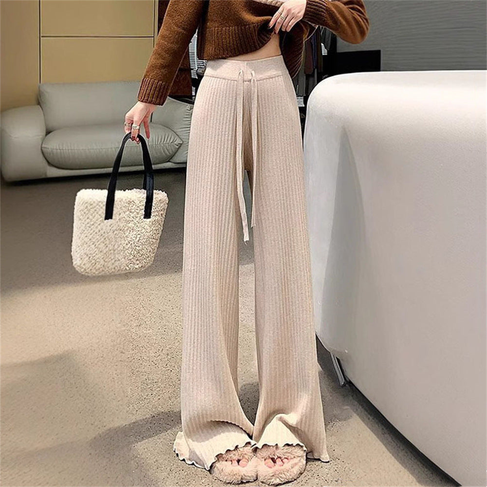 Damen Fließende Strickhose mit weichem Material und elegantem Saum Heidi-Mode