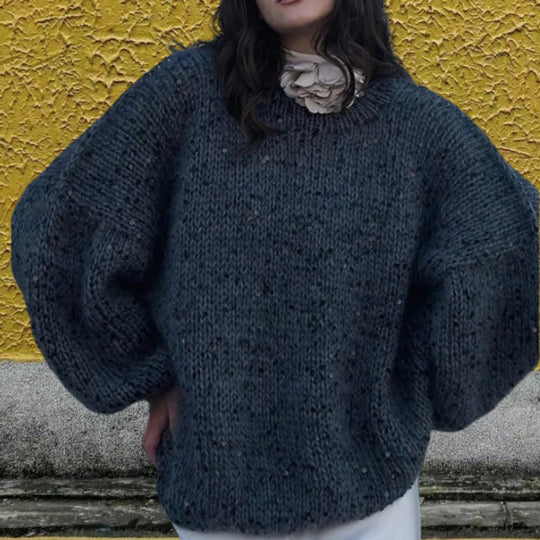 Damen Glitzernder Strickpullover mit weitem Schnitt und eleganten Akzenten Heidi-Mode
