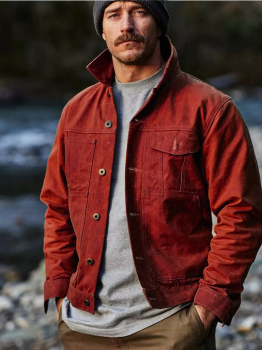 Herren leichte Utility-Jacke mit praktischen Taschen und stylischem Stehkragen Heidi-Mode