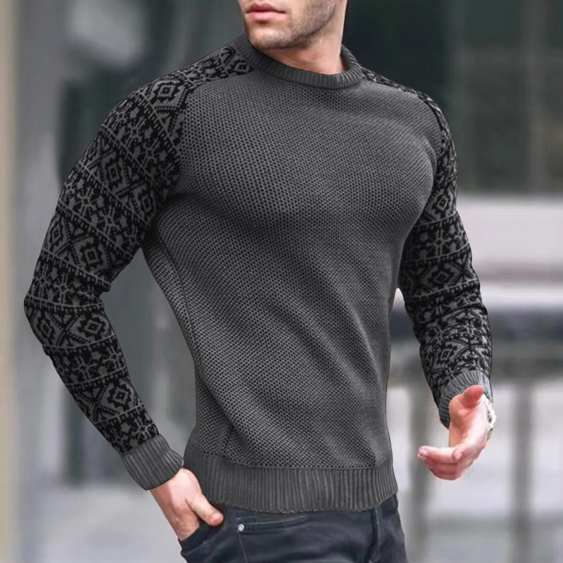 Herren Strickpullover mit grafischem Muster Heidi-Mode