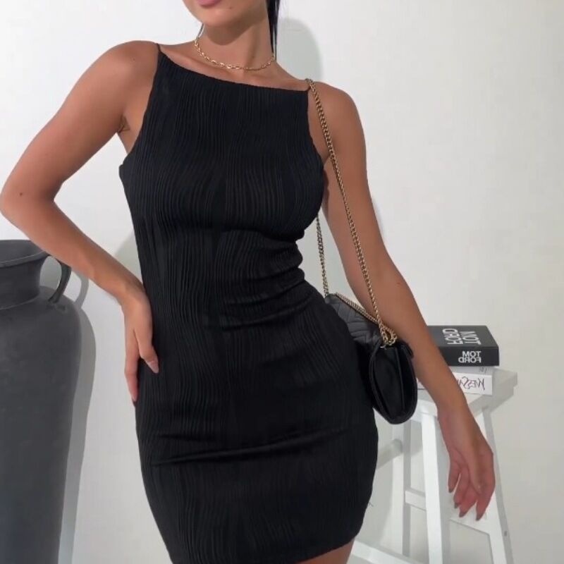 Damen figurbetontes Minikleid mit feinen Plissee-Details Heidi-Mode