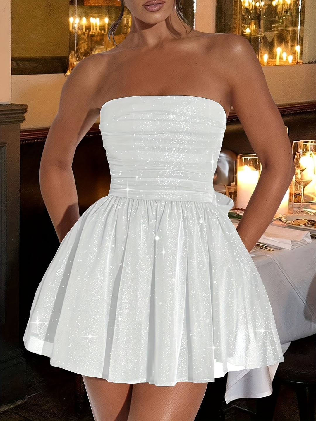 Damen Mini-Kleid im glamourösen Shimmer-Design Heidi-Mode