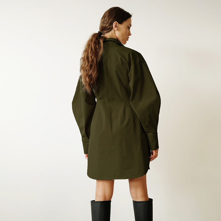 Damen Blusenkleid mit eleganten Puffärmeln und tailliertem Schnitt Heidi-Mode