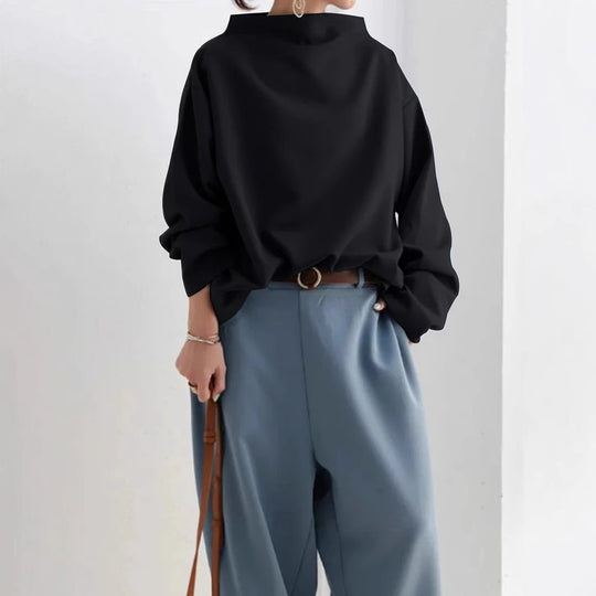 Damen oversized Pullover mit speziellem Kragen und lässigem Schnitt Heidi-Mode