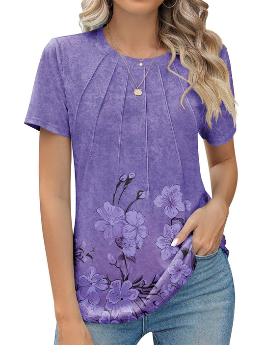 Heidi Mode | Plissee-T-Shirt mit Rundhalsausschnitt