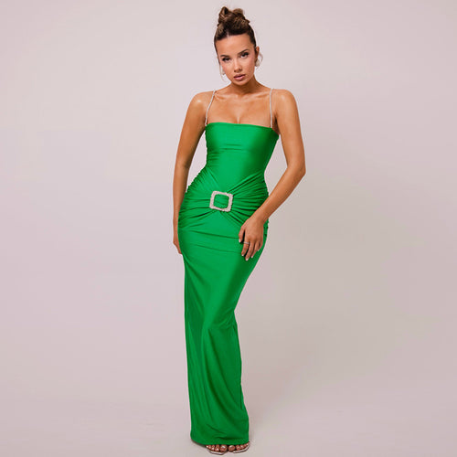 Damen Figurbetontes Abendkleid mit Schmuckgürtel Heidi-Mode