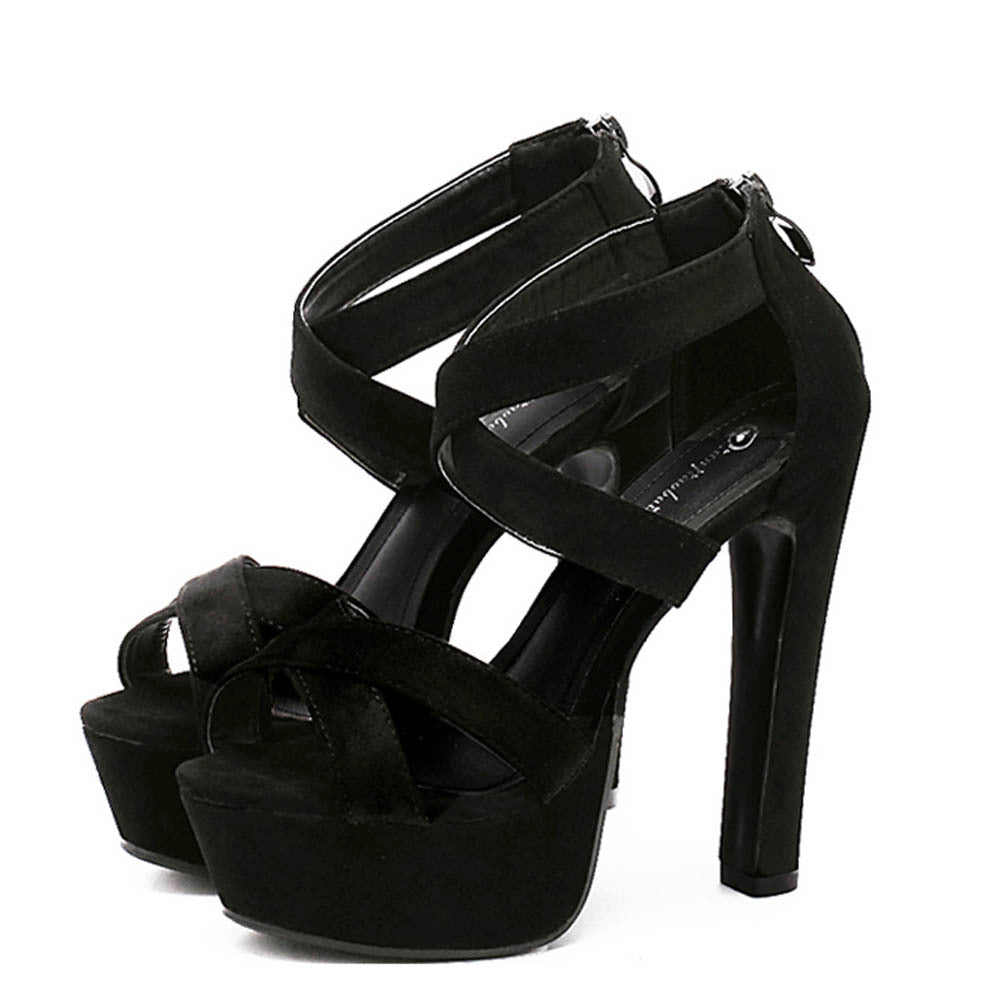 Damen Plattform High Heels mit elegantem Wickeldesign und bequemer Sohle Heidi-Mode