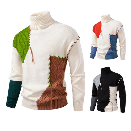 Herren Rollkragenpullover mit einzigartigem Strickdesign Heidi-Mode