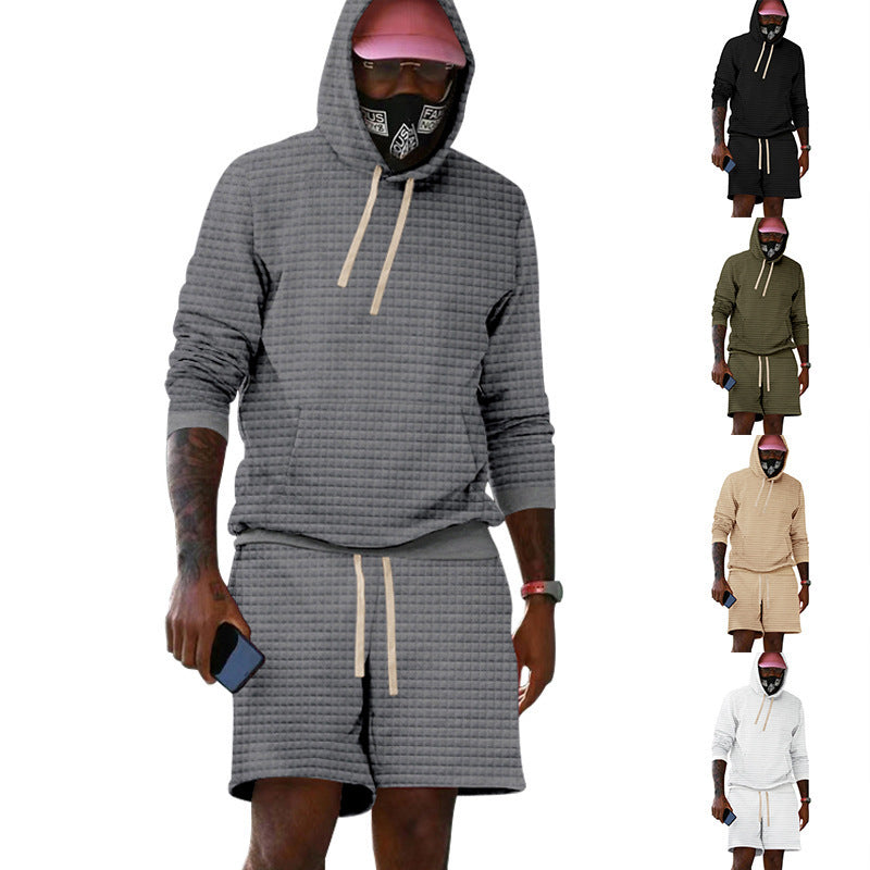 Herren lässiger Kapuzenpullover und Shorts Set aus atmungsaktivem Material Heidi-Mode