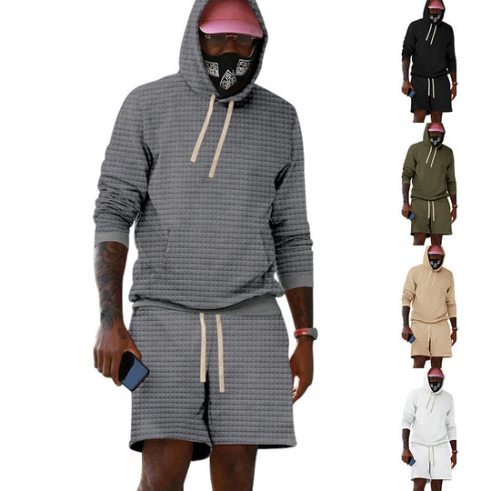Herren lässiger Kapuzenpullover und Shorts Set aus atmungsaktivem Material Heidi-Mode