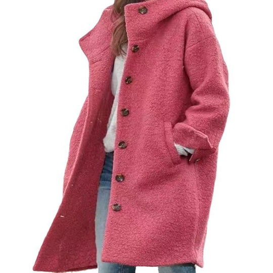 Damen Lange Wolle-Mix Jacke mit weichem Innenfutter und praktischen Taschen Heidi-Mode
