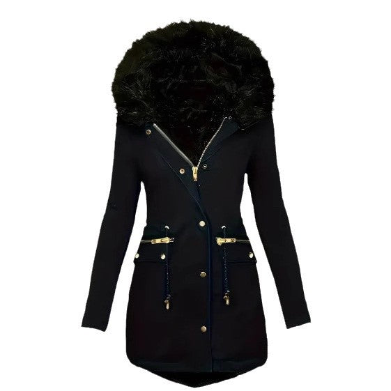 Damen winterliche Parka mit abnehmbarem Pelzkragen Heidi-Mode