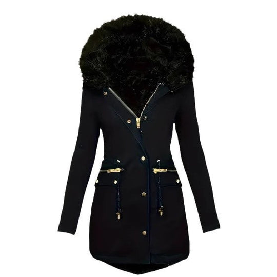 Damen winterliche Parka mit abnehmbarem Pelzkragen Heidi-Mode