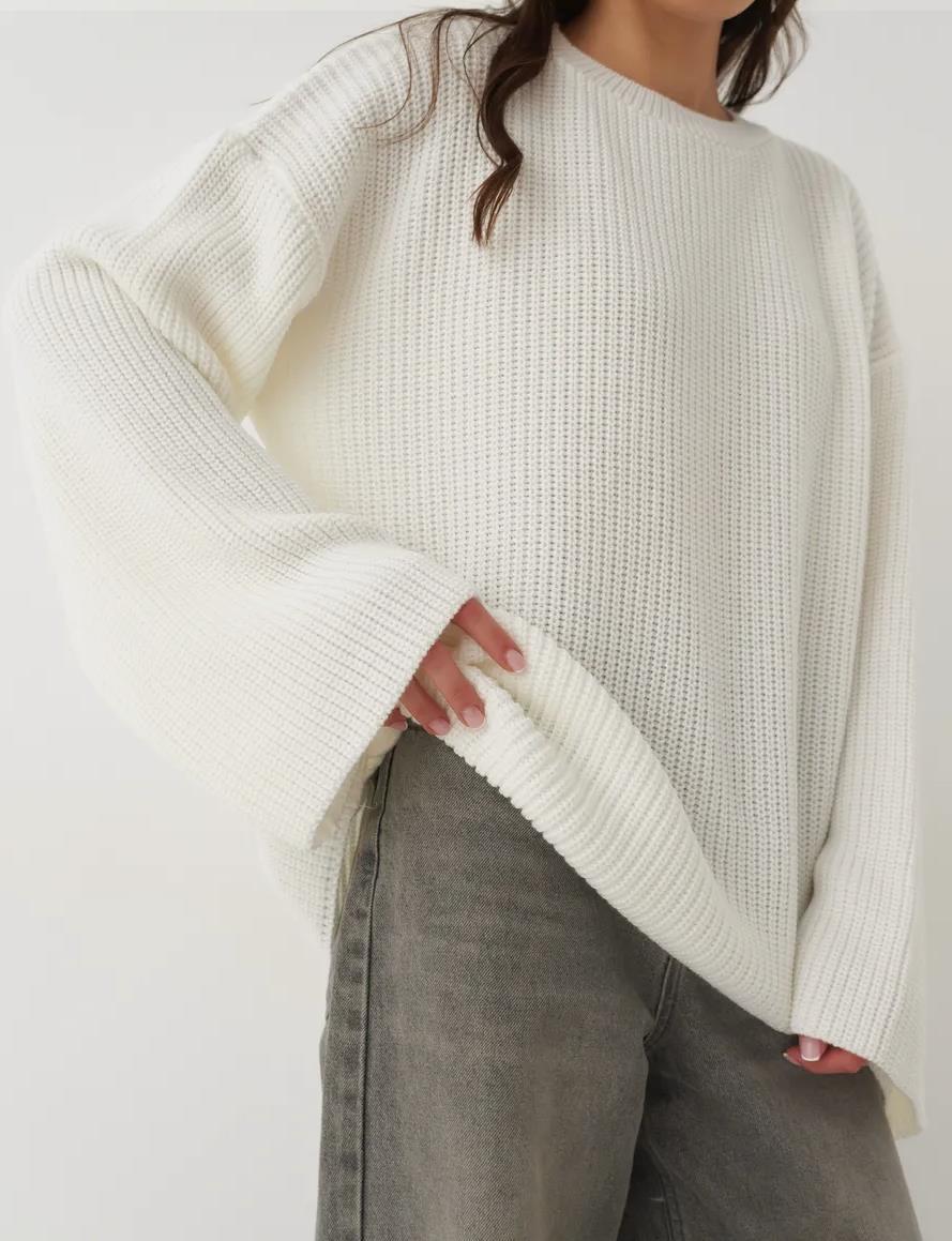 Damen Oversized Strickpullover mit strukturiertem Design und lässigem Schnitt Heidi-Mode