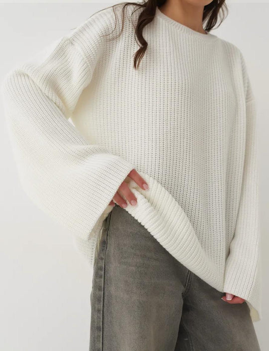 Damen Oversized Strickpullover mit strukturiertem Design und lässigem Schnitt Heidi-Mode