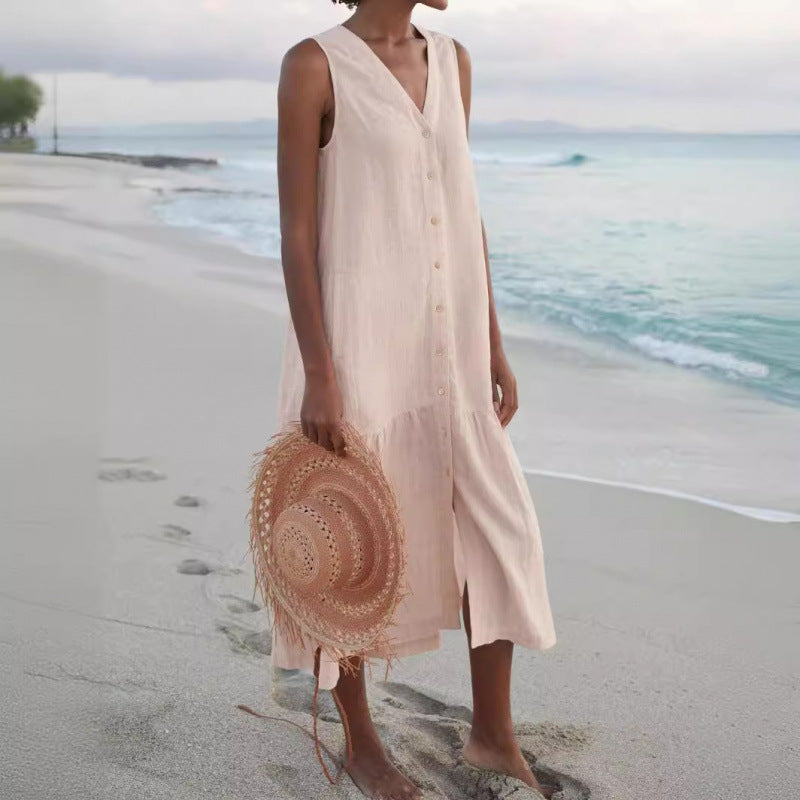 Damen Sommerliches Leinenkleid Heidi-Mode