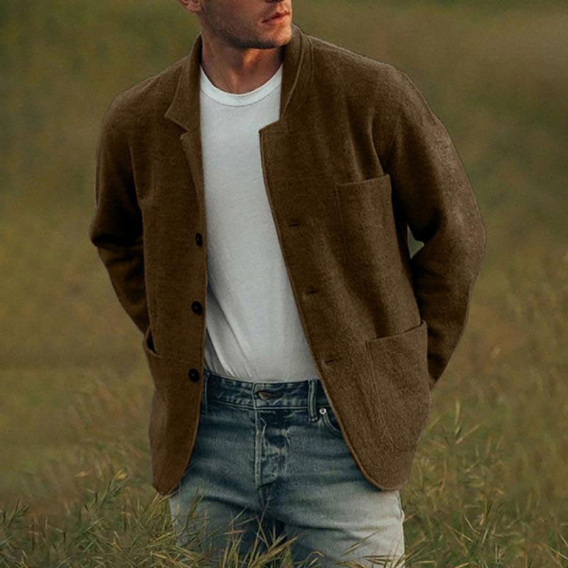 Herren lässige Wolljacke mit modernem Schnitt und praktischen Taschen Heidi-Mode