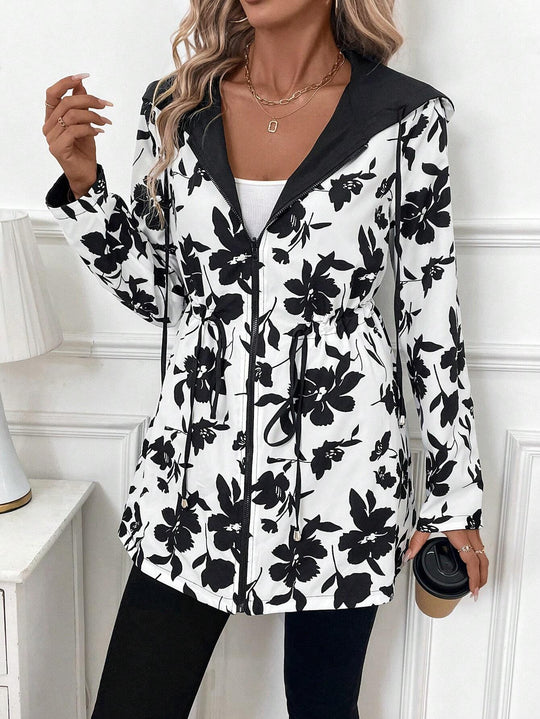 Damen Leichtgewichtige Kapuzenjacke mit tierischem Muster Heidi-Mode