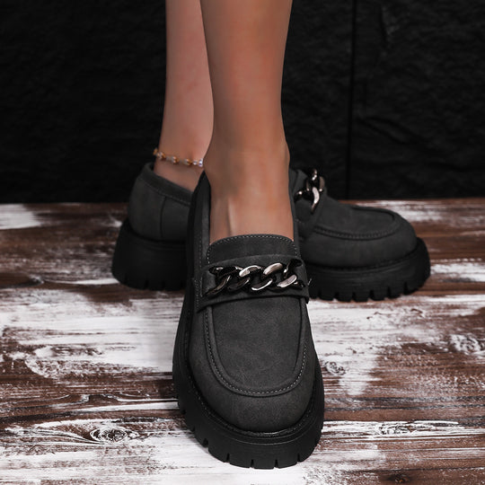 Damen Chunky Loafers mit Ketten-Applikation und robustem Profil Heidi-Mode