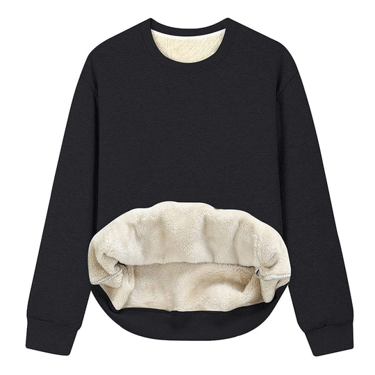 Damen Kuscheliger Sweatshirt mit weichem Innenfutter und Rundhalsausschnitt Heidi-Mode