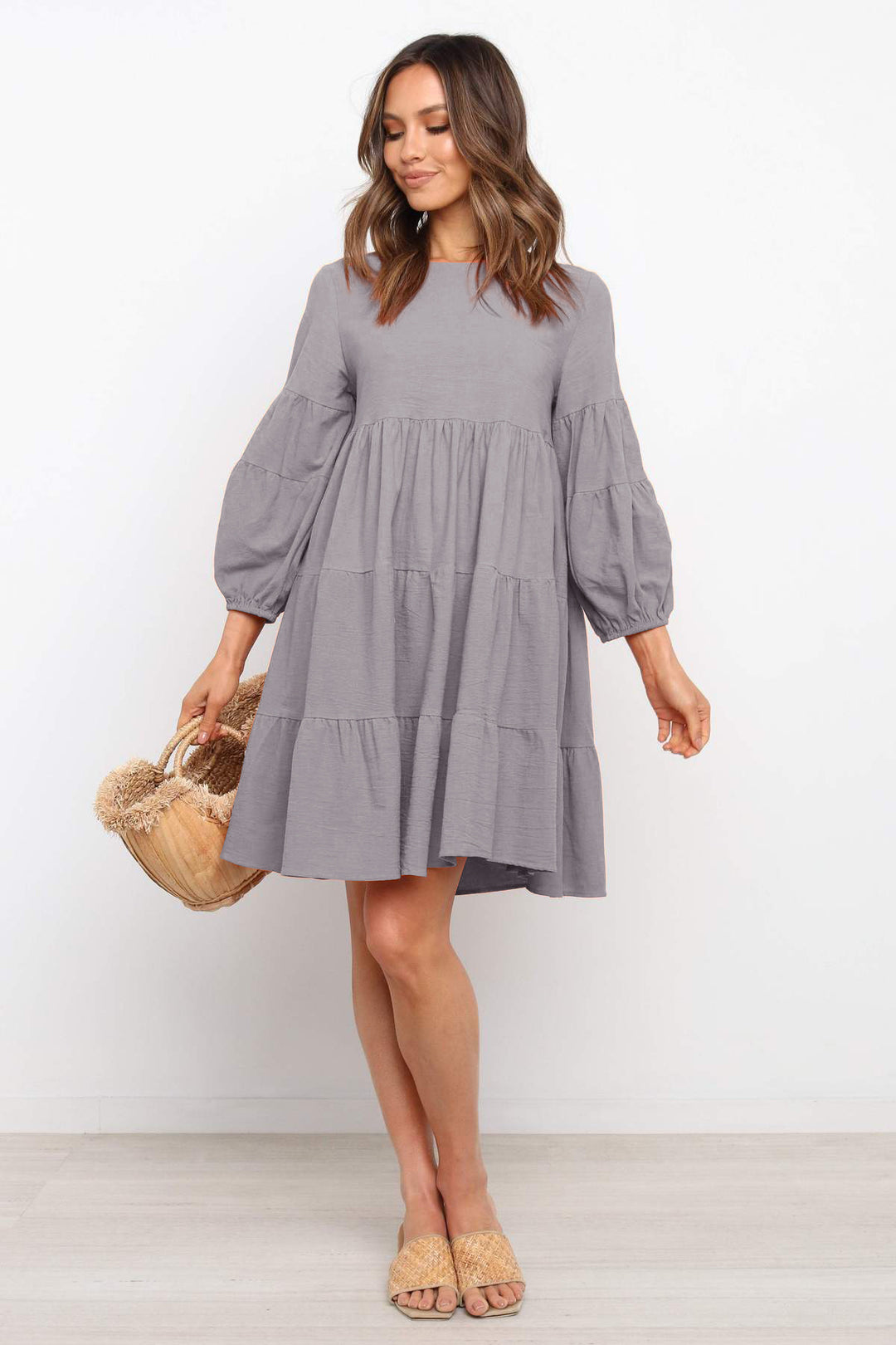 Damen romantisches Sommerkleid mit voluminösen Ärmeln und Rüschendetails Heidi-Mode