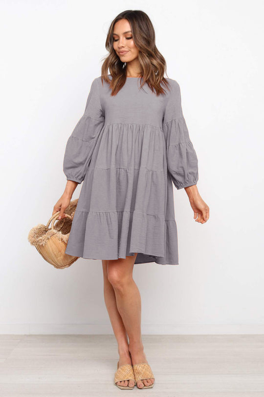 Damen romantisches Sommerkleid mit voluminösen Ärmeln und Rüschendetails Heidi-Mode