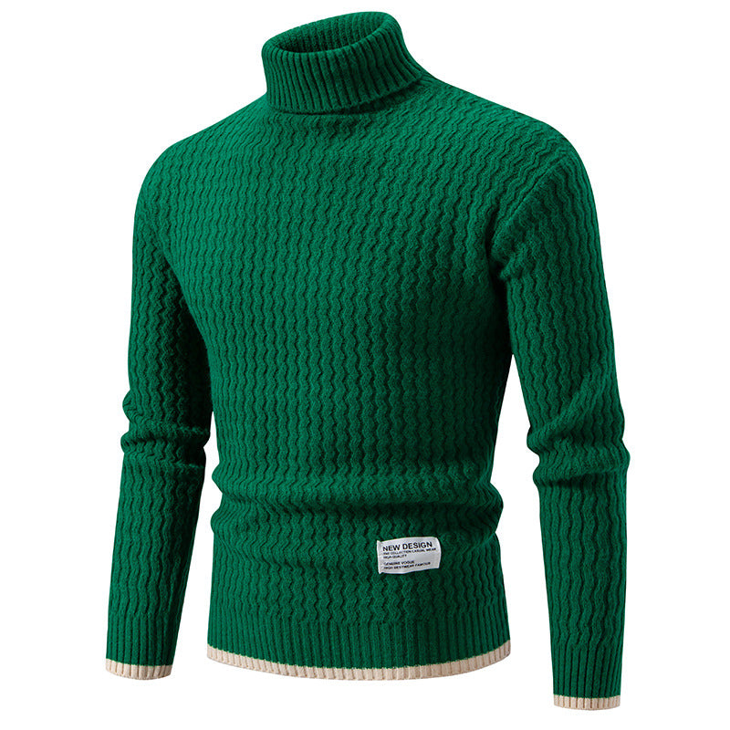 Herren Strickpullover mit hochabschließendem Kragen und strukturiertem Muster Heidi-Mode