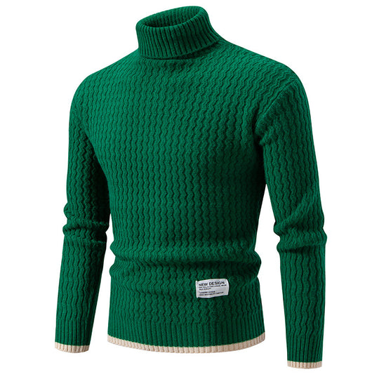 Herren Strickpullover mit hochabschließendem Kragen und strukturiertem Muster Heidi-Mode