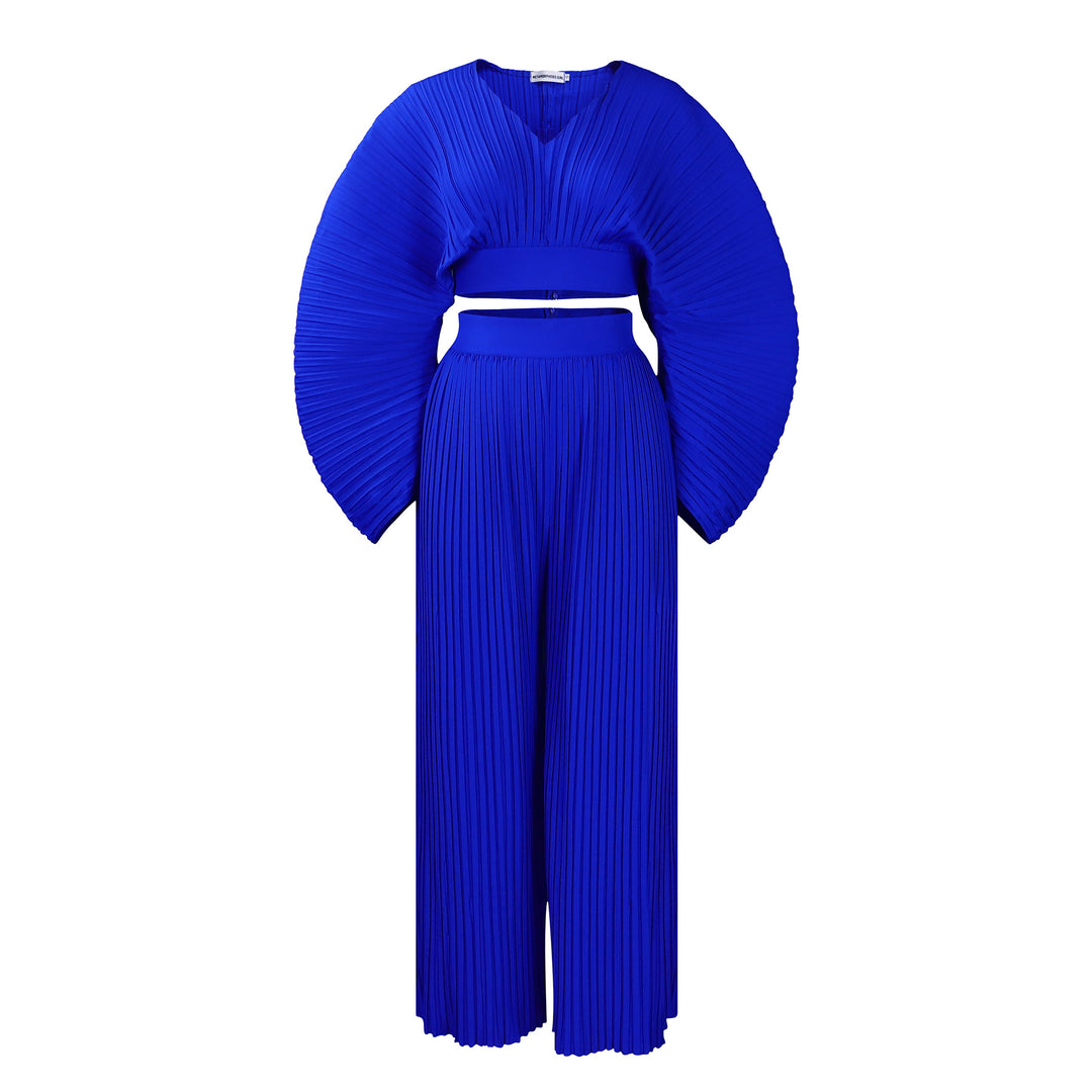 Damen Plissierter Jumpsuit mit Oversize-Ärmeln Heidi-Mode