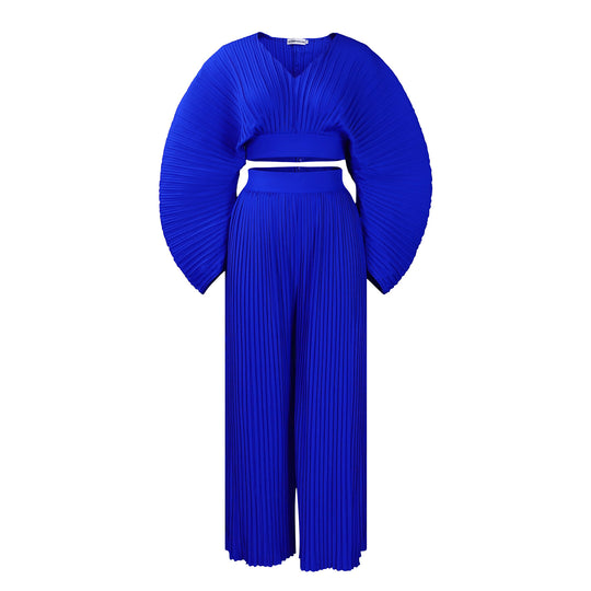 Damen Plissierter Jumpsuit mit Oversize-Ärmeln Heidi-Mode