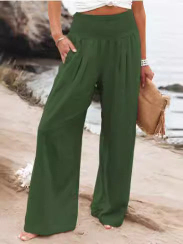 Damen Weit geschnittene Sommerhose mit elastischem Bund und luftiger Passform Heidi-Mode